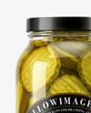 Clear Glass Jar with Bread & Butter Crinkle Cut Pickles Mockup