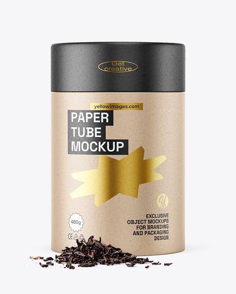 Kraft Paper Tube with Tea Mockup