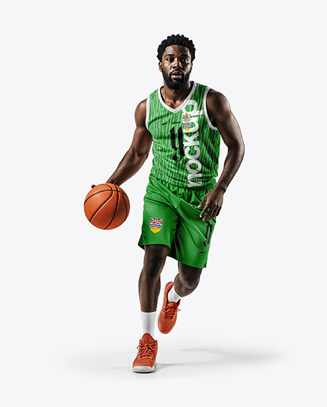 Afro-American Basketball Player Wearing Full Basketball Uniform Mockup - GFX+Baseball+Sleeveless+Shirt+Mockup+-+Front+View+26399+...