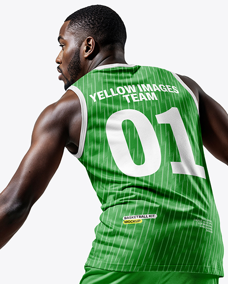 Black Man Wearing Full Basketball Kit Mockup