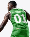 Black Man Wearing Full Basketball Kit Mockup