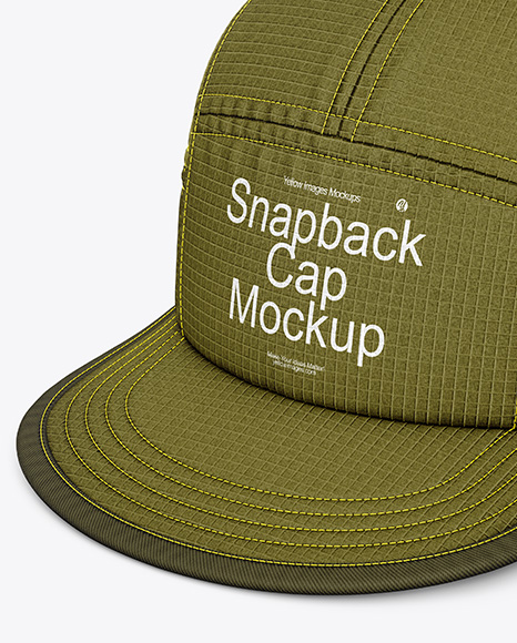 Ripstop Snapback Cap Mockup - Half Side View (High-Angle Shot)