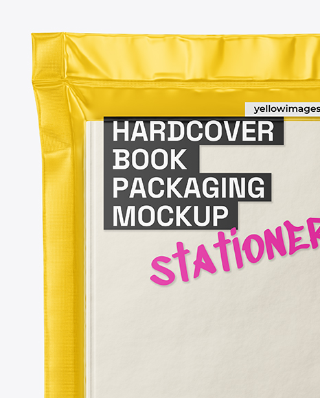 Vacuum Flow-Pack with Hardcover Book Mockup