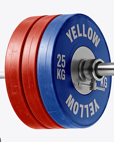 Man Wearing Weightlifting Suit with Barbell Mockup