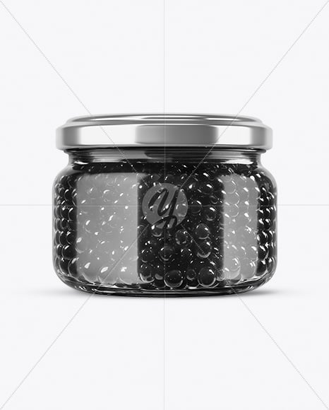 Glass Jar with Black Caviar Mockup
