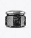Glass Jar with Black Caviar Mockup