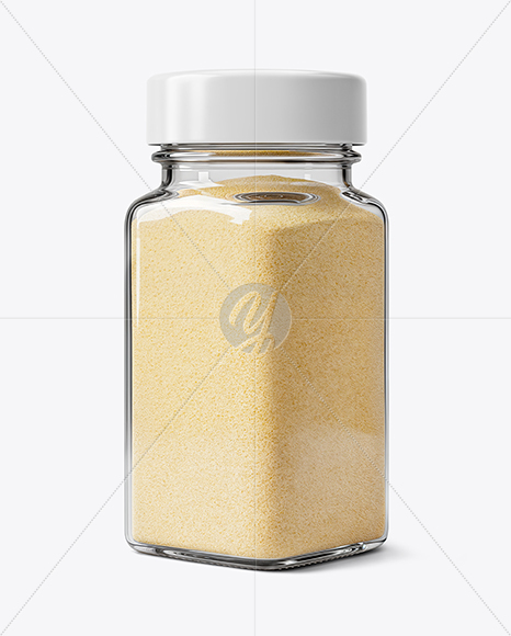 Square Spice Glass Jar with Onion Powder Mockup