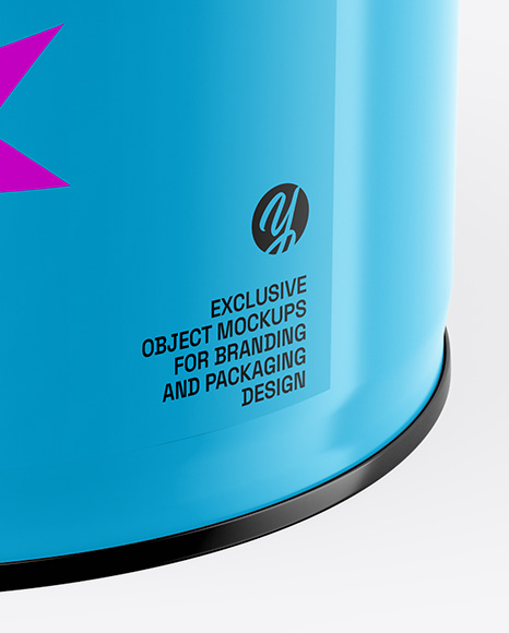 Glossy Tin Can W Metallic Handle Mockup