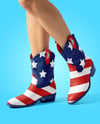 Leather Cowboy Boots on Women's Legs Mockup