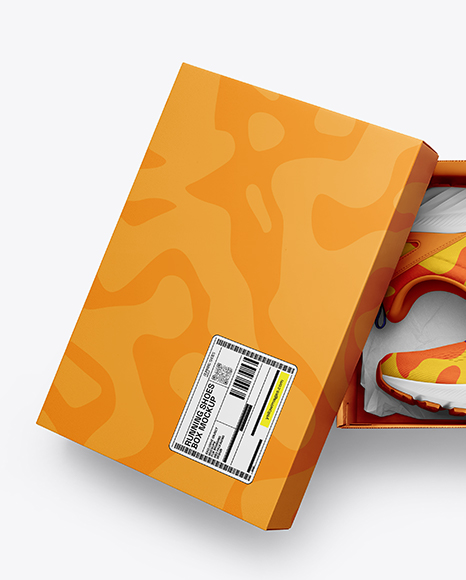Pair of Running Shoes in Shoe Box Mockup