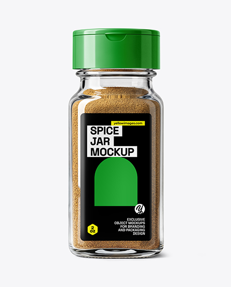 Square Glass Jar with Ground Cumin Mockup - Realistic mockups