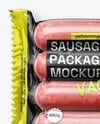 Glossy Plastic Flow-Pack with Sausages Mockup