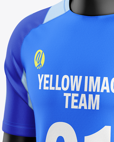 Training Short Sleeve Full Soccer Kit Mockup - Half Side View