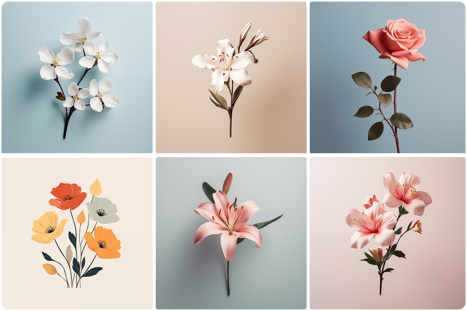 120 Flowers Poster Illustration Backgrounds