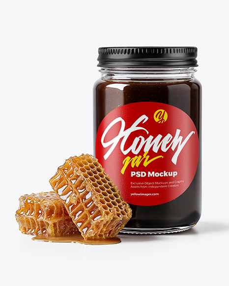 Glass Jar with Buckwheat Honey Mockup - Realistic mockups