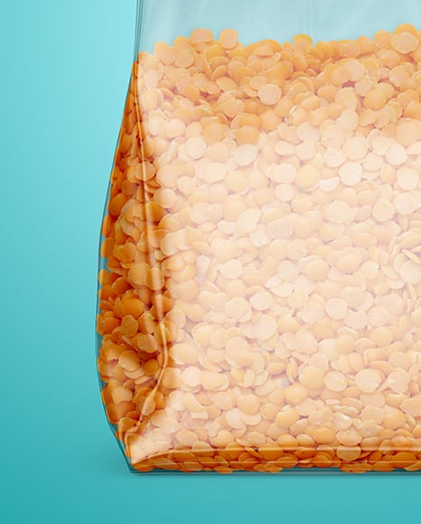 Transparent Package with Lentils Mockup
