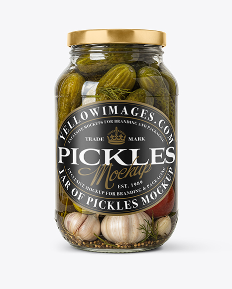 Glass Jar Filled Pickles and Pickled Tomatoes Mockup