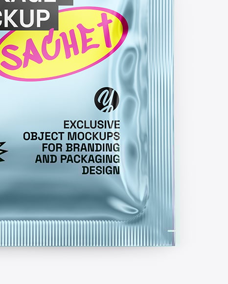 Glossy Metallic Sachet Mockup