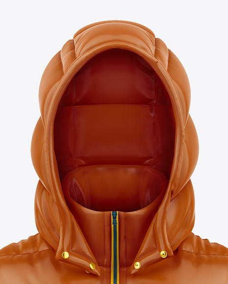 Glossy Hooded Down Vest Mockup
