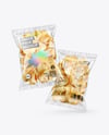 Clear Plastic Snack Bags with Potato Chips Mockup