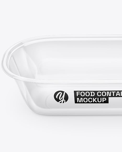 Clear Plastic Food Container in Paper Sleeve Mockup