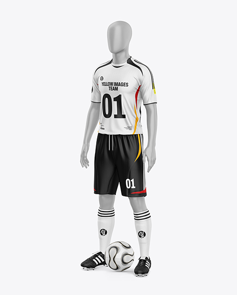 Full Soccer Kit w Mannequin Mockup - Half Side View