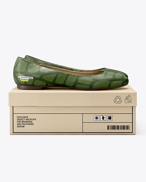 Pair of Leather Ballet Flats on Shoe Box Mockup - Shoe+Box+Mockup+2018+|+Free+Mockup