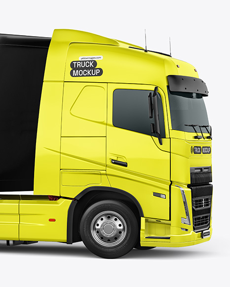 Semi Trailer Truck Mockup - Front Half Side View