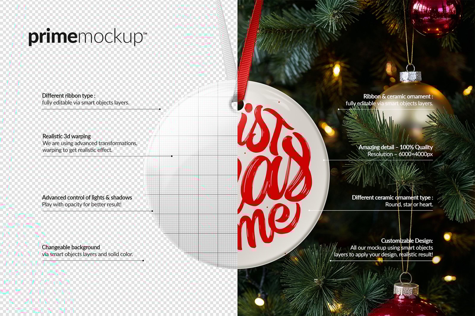 Christmas Ceramic Ornaments Mockup Scene
