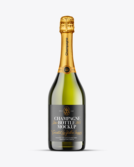 Green Glass Champagne Bottle Mockup - Packaging mockups