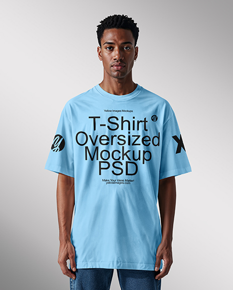 Black Man Wearing Oversize T-Shirt Mockup