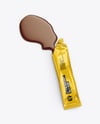 Opened Glossy Stick Sachet with Liquid Mockup