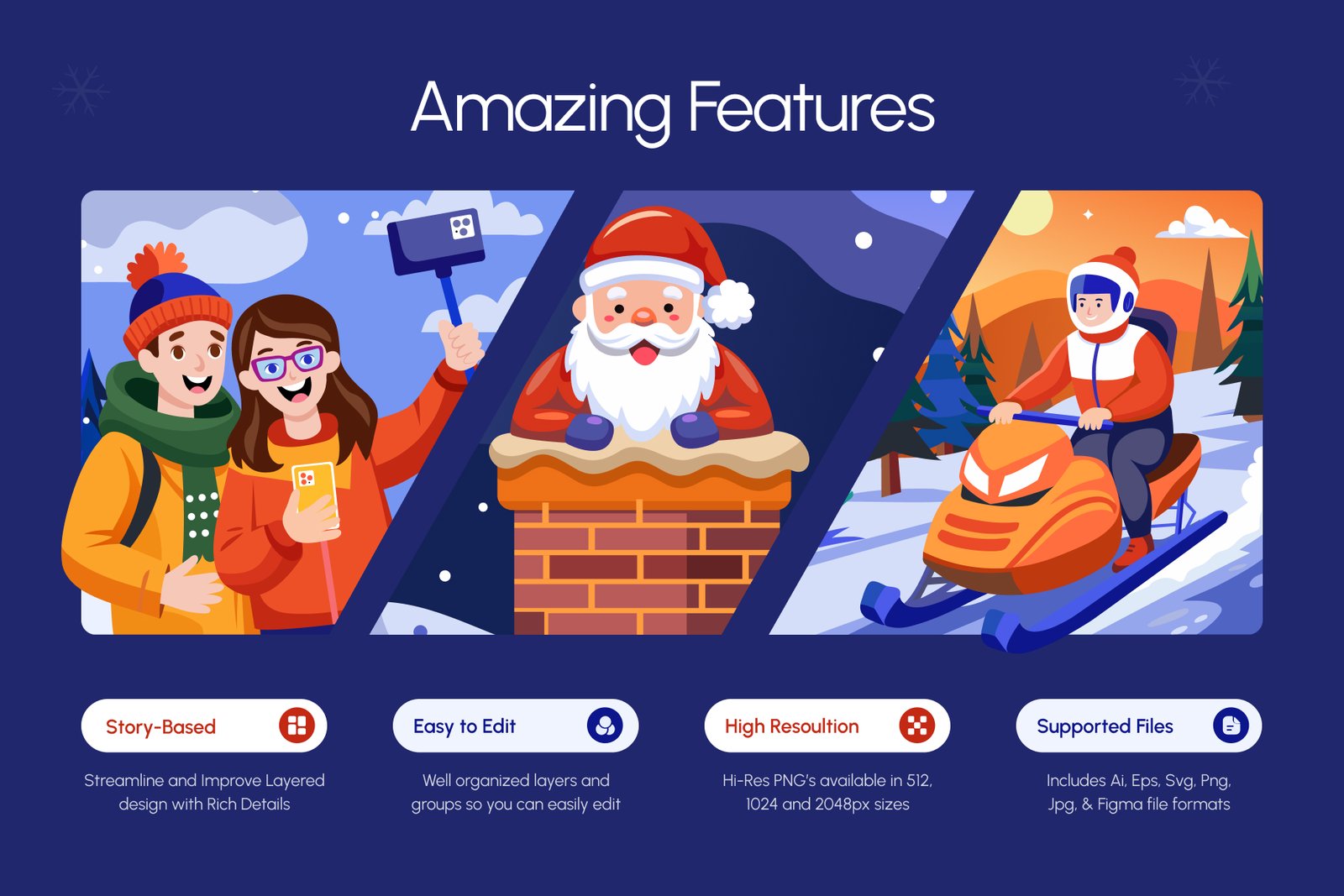 Cute Winter Scene Illustration Art Set