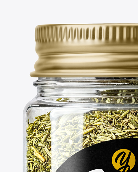 Plastic Jar with Dried Tarragon Mockup