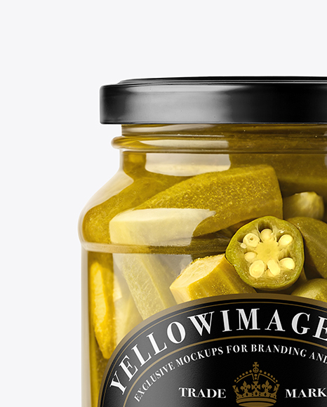 Clear Glass Jar with Pickled Okra Mockup