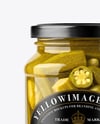 Clear Glass Jar with Pickled Okra Mockup