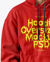 Young Asian Man Wearing Oversize Hoodie & Face Mask Moсkup