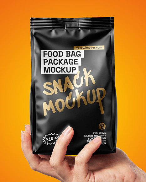 Matte Food Bag in a Hand Mockup
