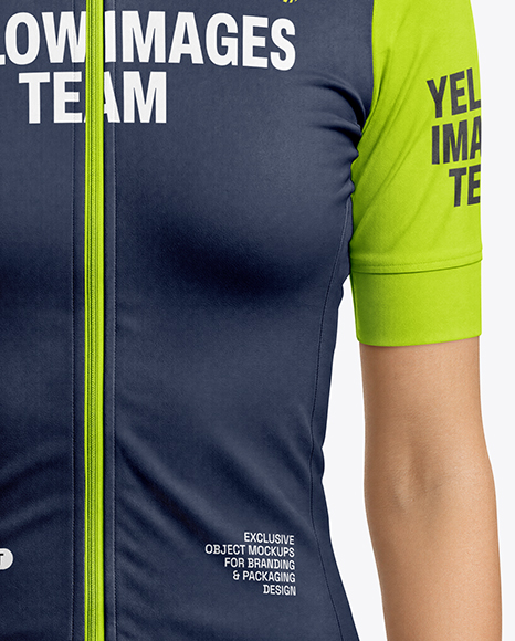 Woman Wearing Cycling Jersey and Bib Shorts Mockup