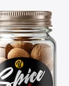 Clear Glass Jar with Whole Nutmeg Mockup