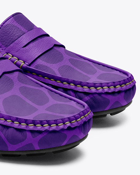 Pair of Women's Leather Moccasins Mockup
