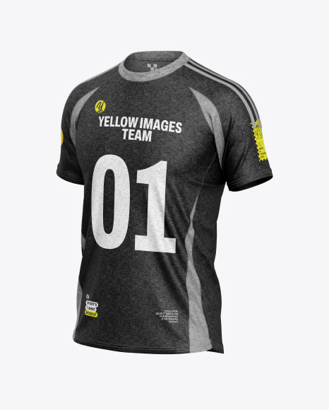 Heather T-Shirt Mockup - Half Side View - Men's+Heather+Loose-Fit+T-shirt+Mockup+-+Half-Side+View+Of+...