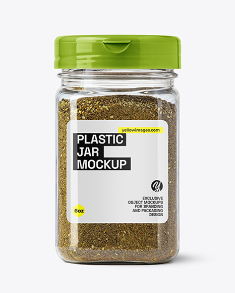 Plastic Jar with Za'atar Spice Mockup - Realistic mockups