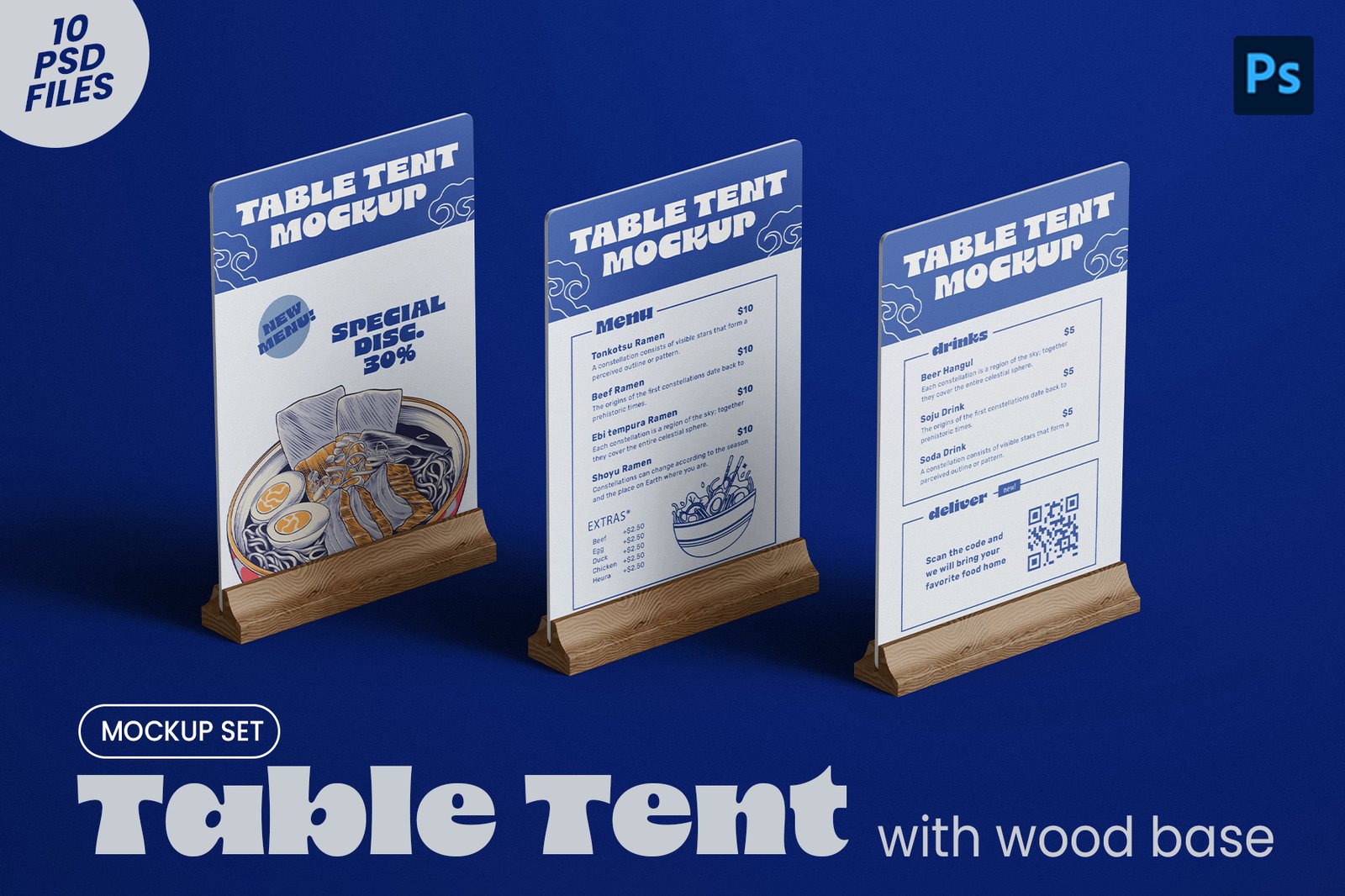Table Tent Menu Holder PSD Mockup Set