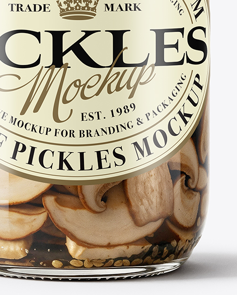 Glass Jar with Porcini Mushrooms Mockup