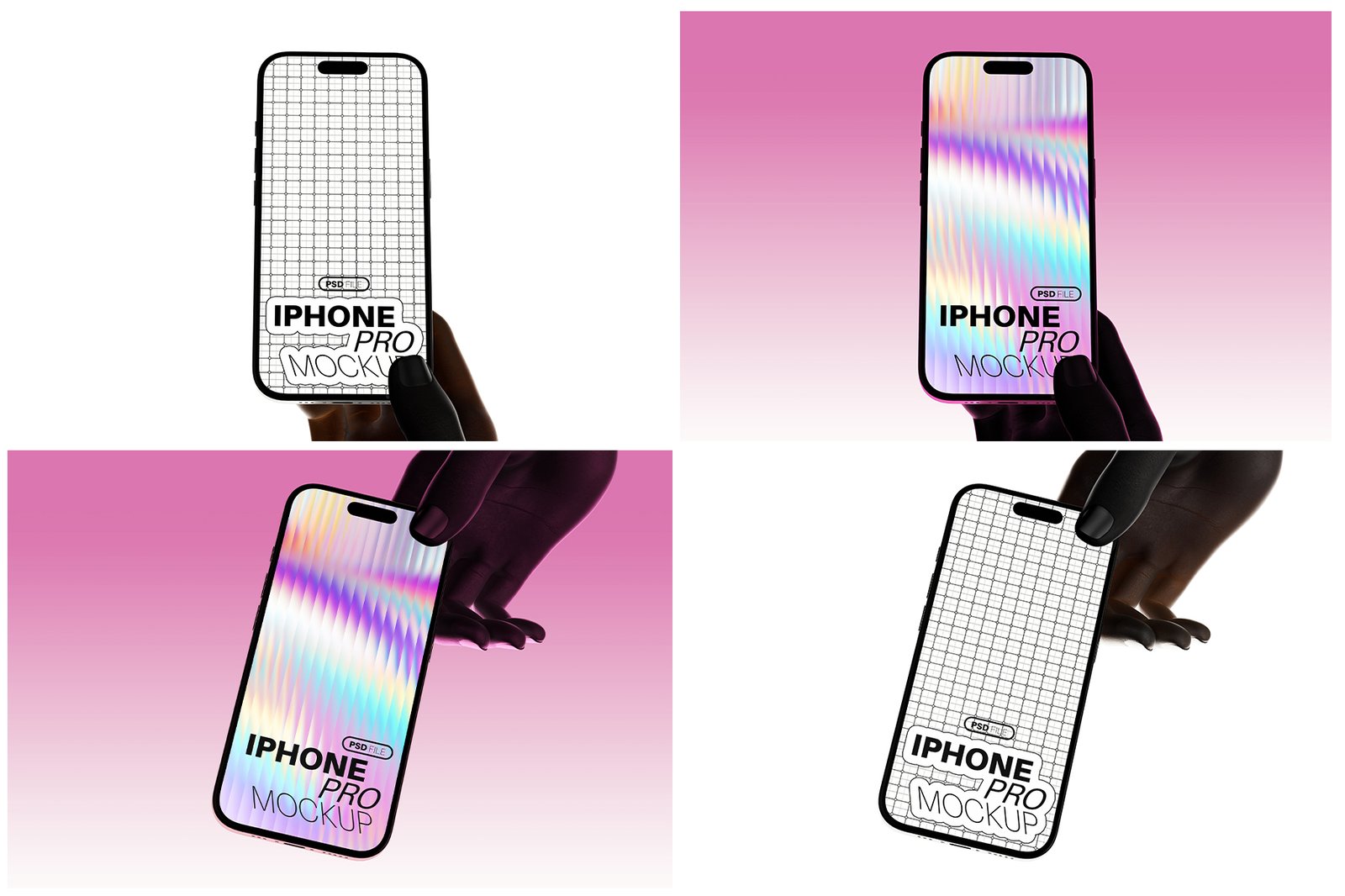 iPhone Pro with Hand Holding Backlight Mockups