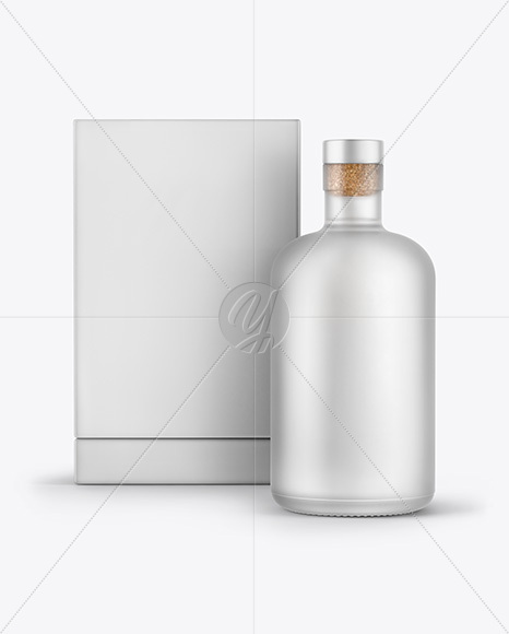 Frosted Glass Bottle with Box Mockup
