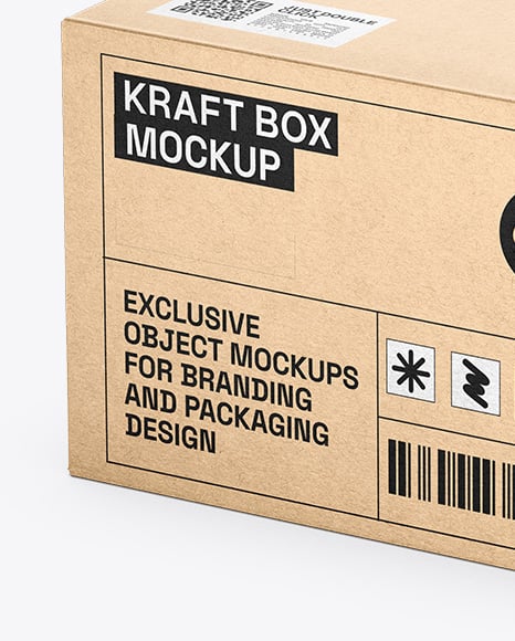 Kraft Box Mockup – Half Side View (High-Angle Shot)