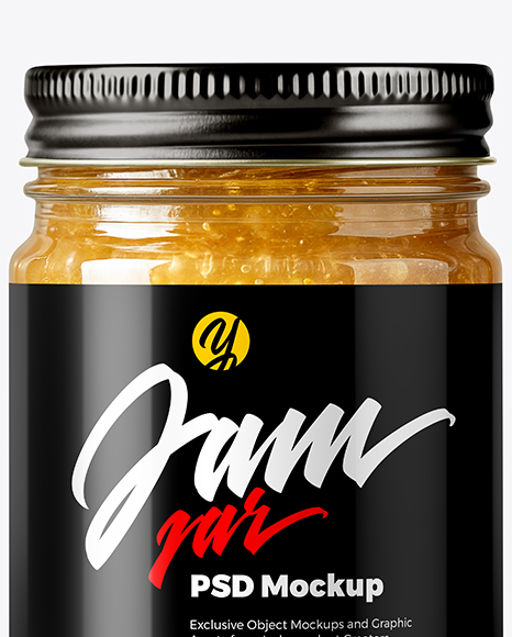 Clear Glass Jar with White Grape Jam Mockup