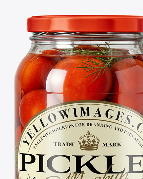 Clear Glass Jar with Pickled Tomatoes Mockup